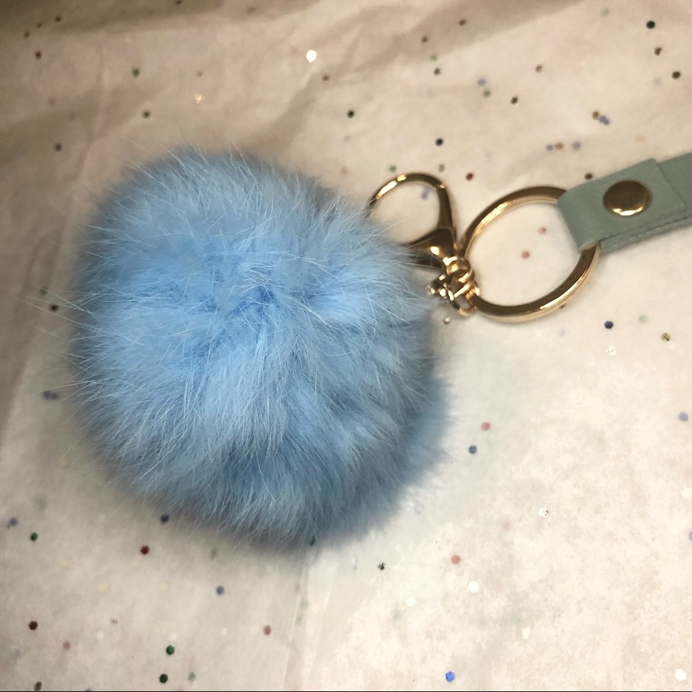 Blue Fluffy Pom Pom Keychain